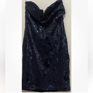 Lulus Keyla  navy blue sequin Strapless bodycon mini dress. Size XS  NWT.